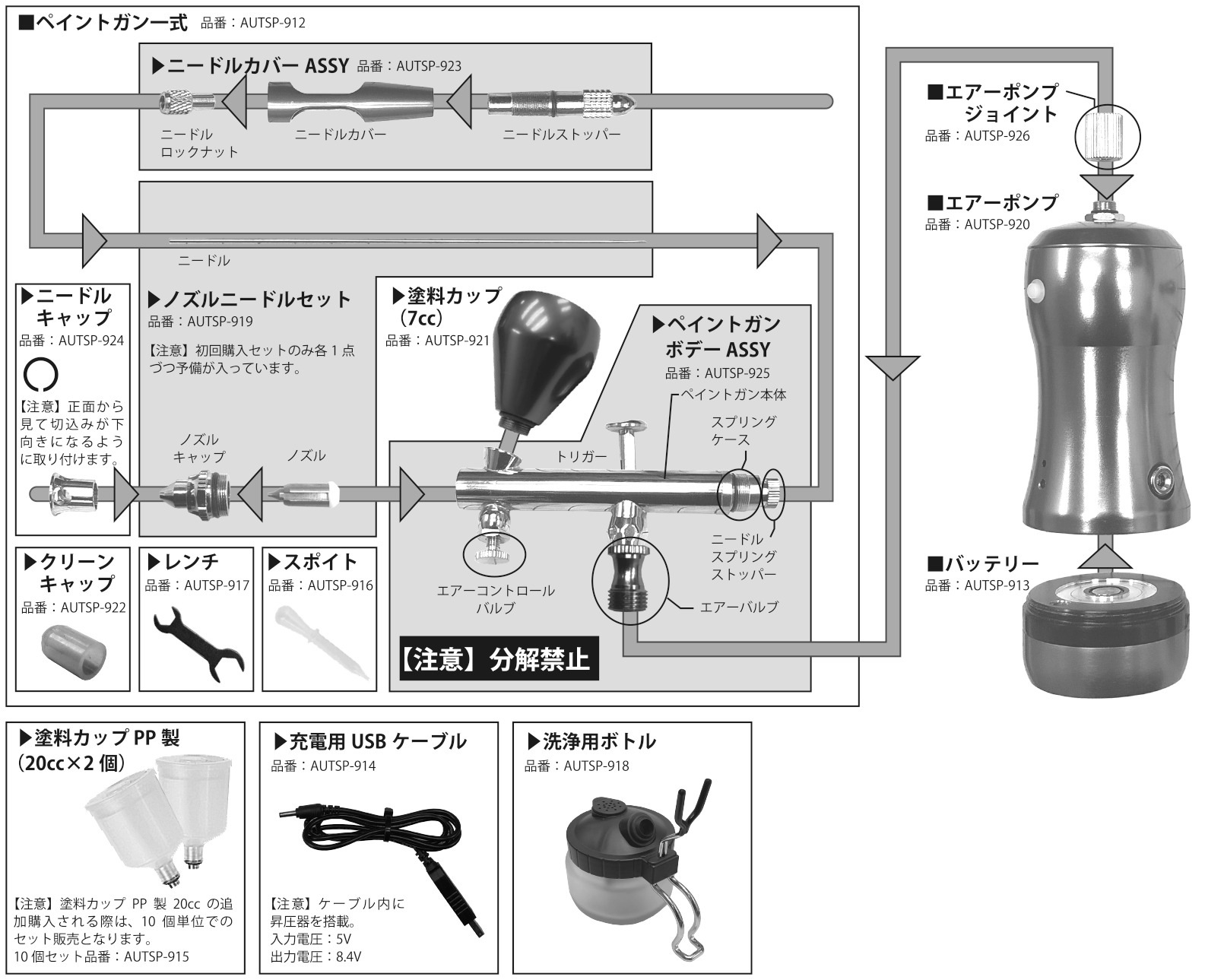 AUTRY ペイントスプレーセット AUTSP-911 充電式エアーブラシ