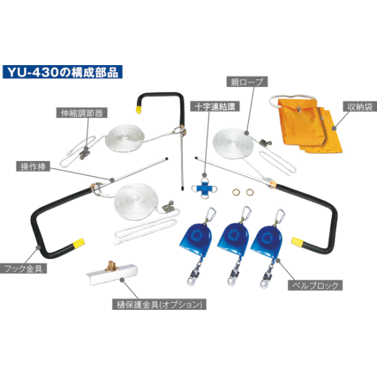 ツヨロン 屋根上作業用墜落防止器具ヤネロップ/YU410BX ツヨロン YU300BX 屋根上作業用墜落防止器具 ヤネロップ３００型 一式