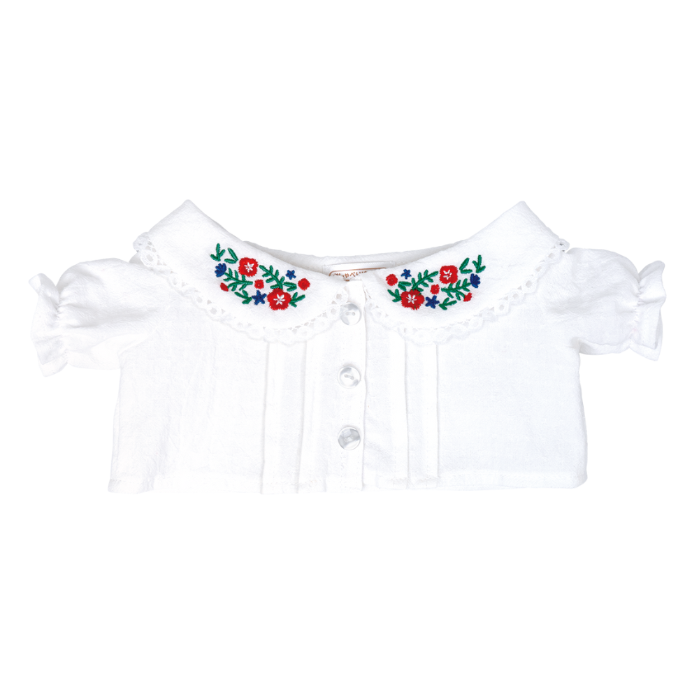 M'S GRACY ホワイトデニムチュール切り替えジャンパースカート40 みーちゃん 刺繍の白ブラウスとデニムジャンパースカートセット