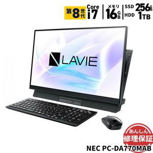 液晶一体型 NEC PC-DA770MAB Core i7 8565U 1.8GHz 16GB 1TB SSD256GB ブルーレイ Windows11 Bluetooth カメラ 3ヶ月保証 wd2