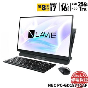 液晶一体型 NEC PC-GD187TCAF Core i7 8565U 1.8GHz 16GB 1TB SSD256GB DVDSマルチ Windows11 Bluetooth カメラ 3ヶ月保証 