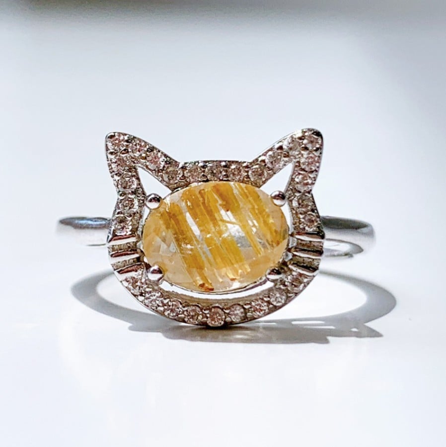 シルバーネコリング フリーサイズ ルチルクォーツ