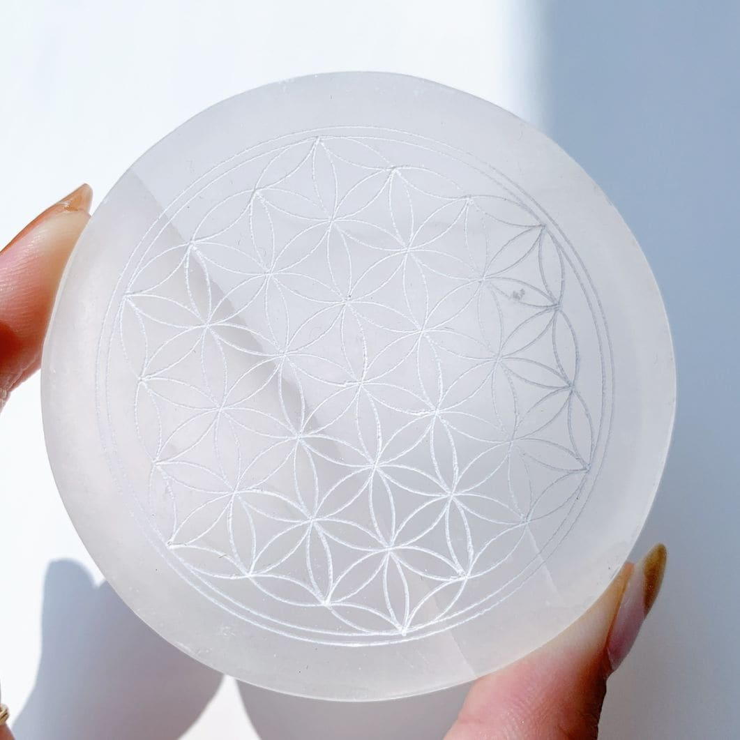 セレナイト プレート（フラワーオブライフ）