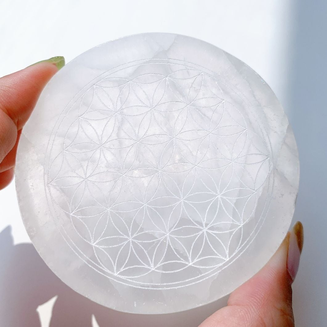 セレナイト プレート（フラワーオブライフ）