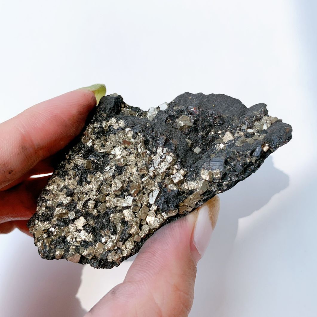 パイライトonシュンガイト 原石