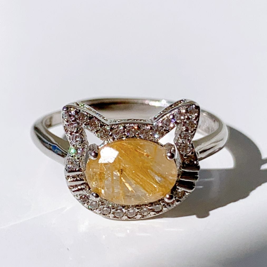 【T.Y様専用】シルバーネコリング フリーサイズ ルチルクォーツ