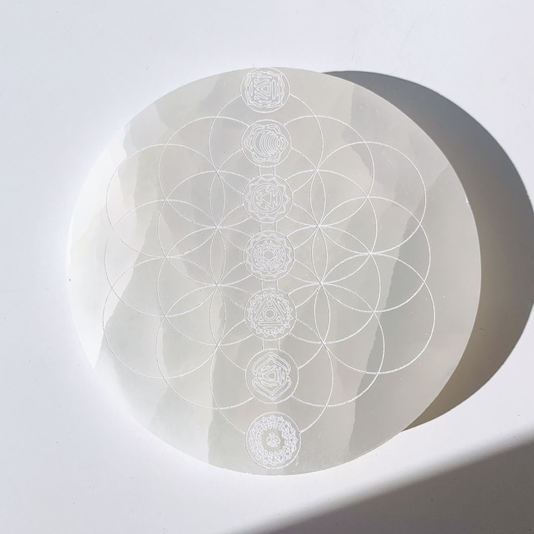 セレナイト プレート（セブンチャクラ）