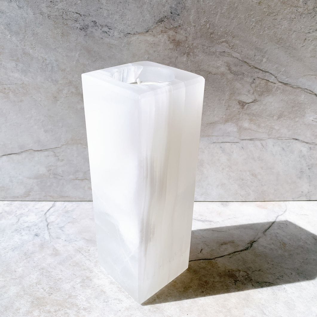 ホワイトオニキス キャンドルホルダー（ティーライト用）大