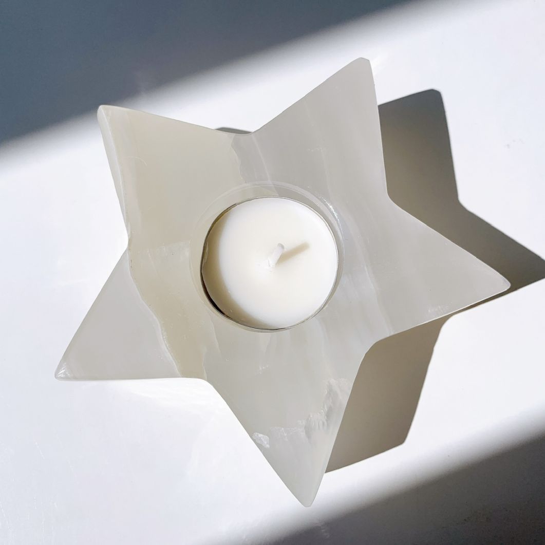 ホワイトオニキス 星型キャンドルホルダー（ティーライト用）