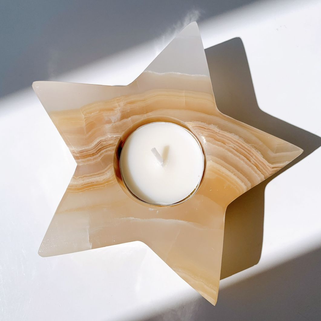 ホワイトオニキス 星型キャンドルホルダー（ティーライト用）