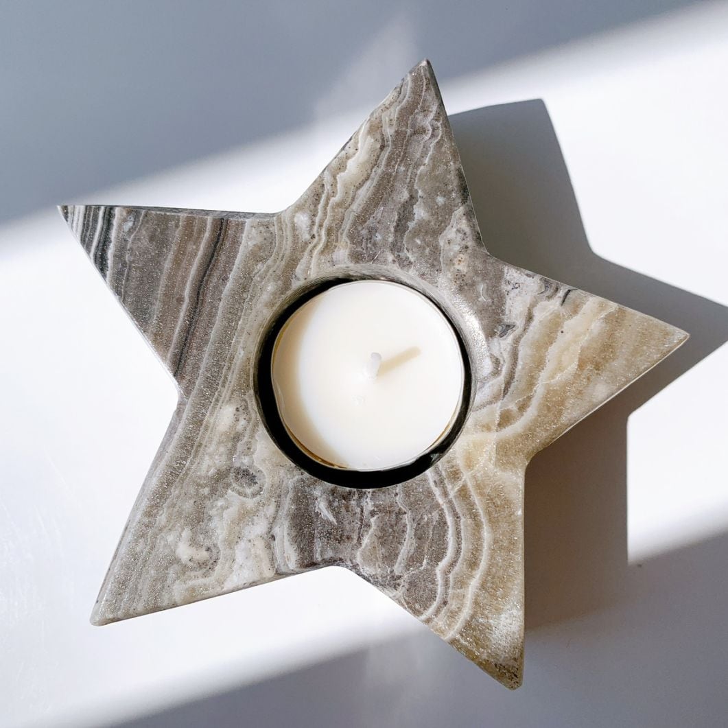 ゼブラオニキス 星型キャンドルホルダー（ティーライト用）