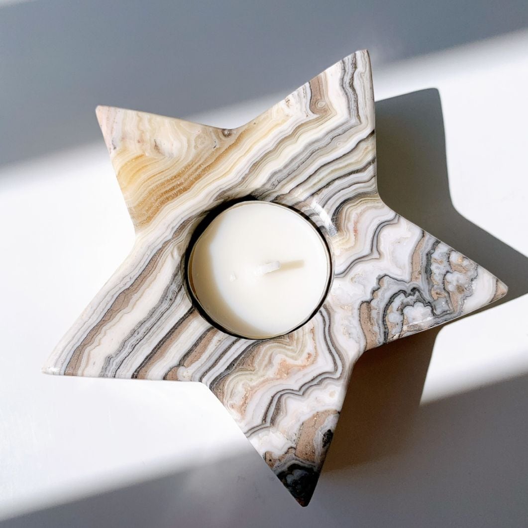 ゼブラオニキス 星型キャンドルホルダー（ティーライト用）