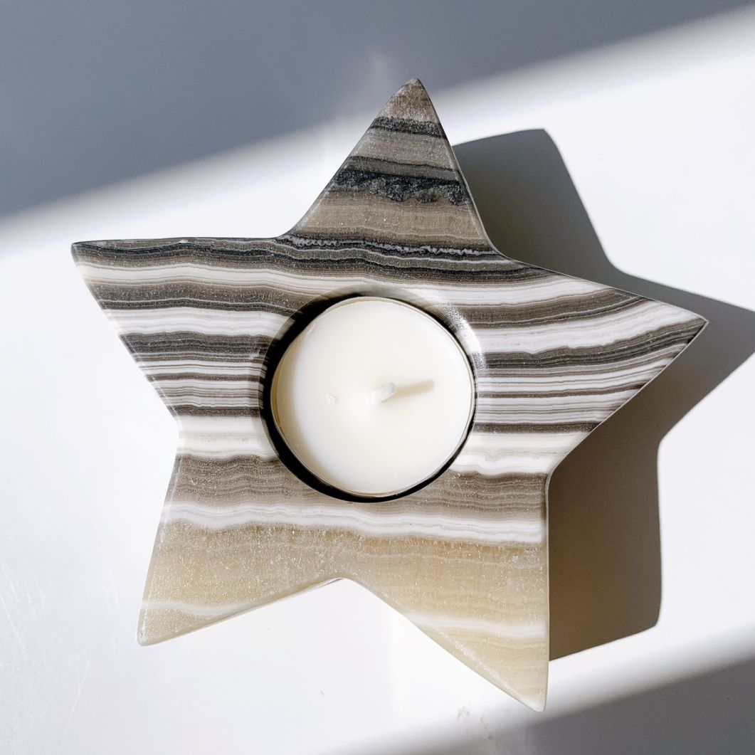 ゼブラオニキス 星型キャンドルホルダー（ティーライト用）