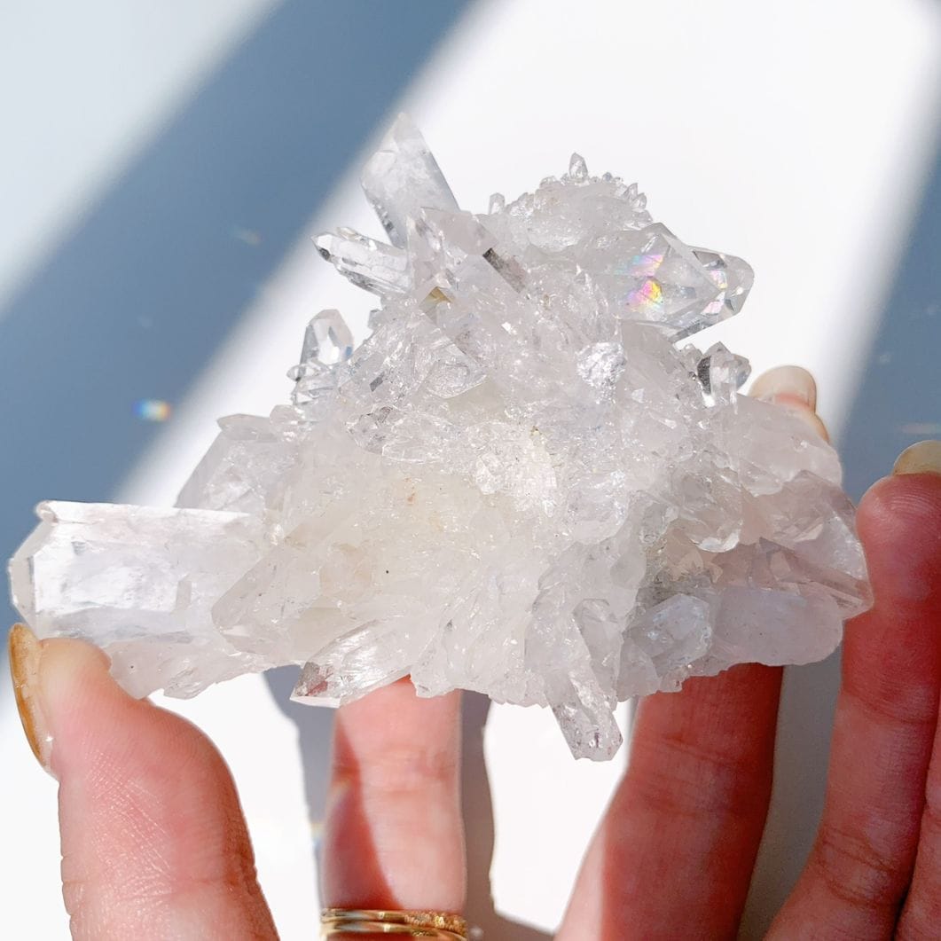 トマスゴンサガ水晶クラスター レインボー入り