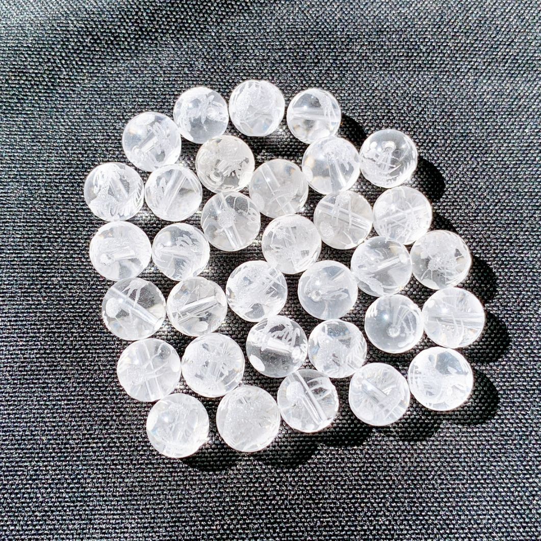 [348B]水晶 白龍彫刻(10mm)