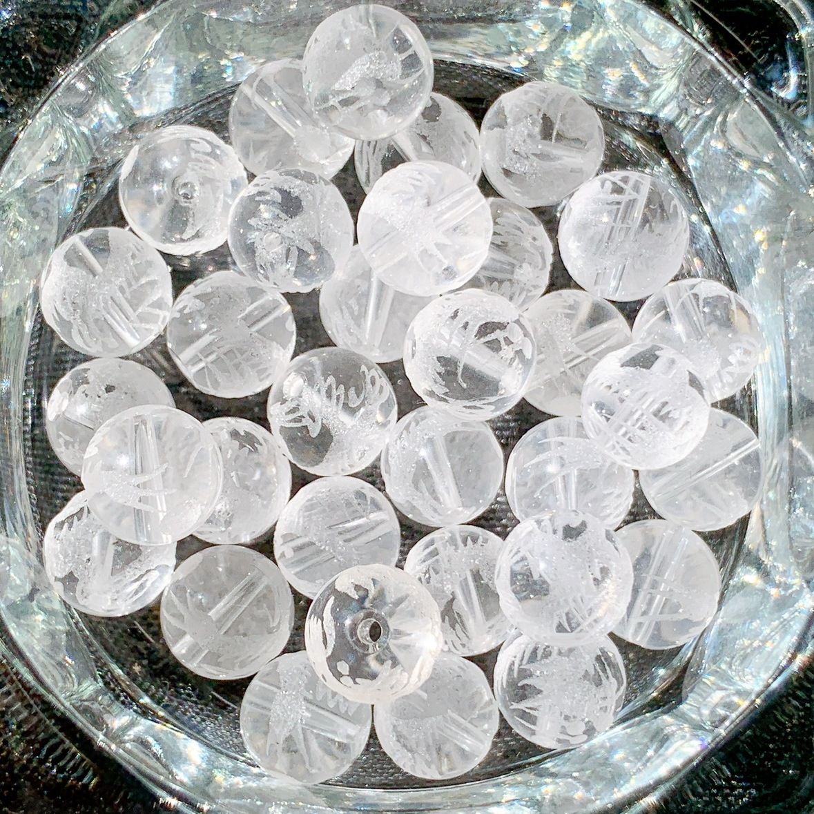 [348B]水晶 白龍彫刻(10mm)