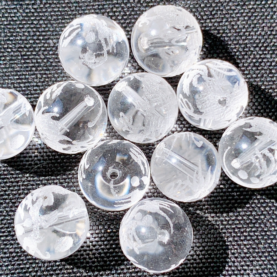 [349B]水晶 白龍彫刻(12mm)