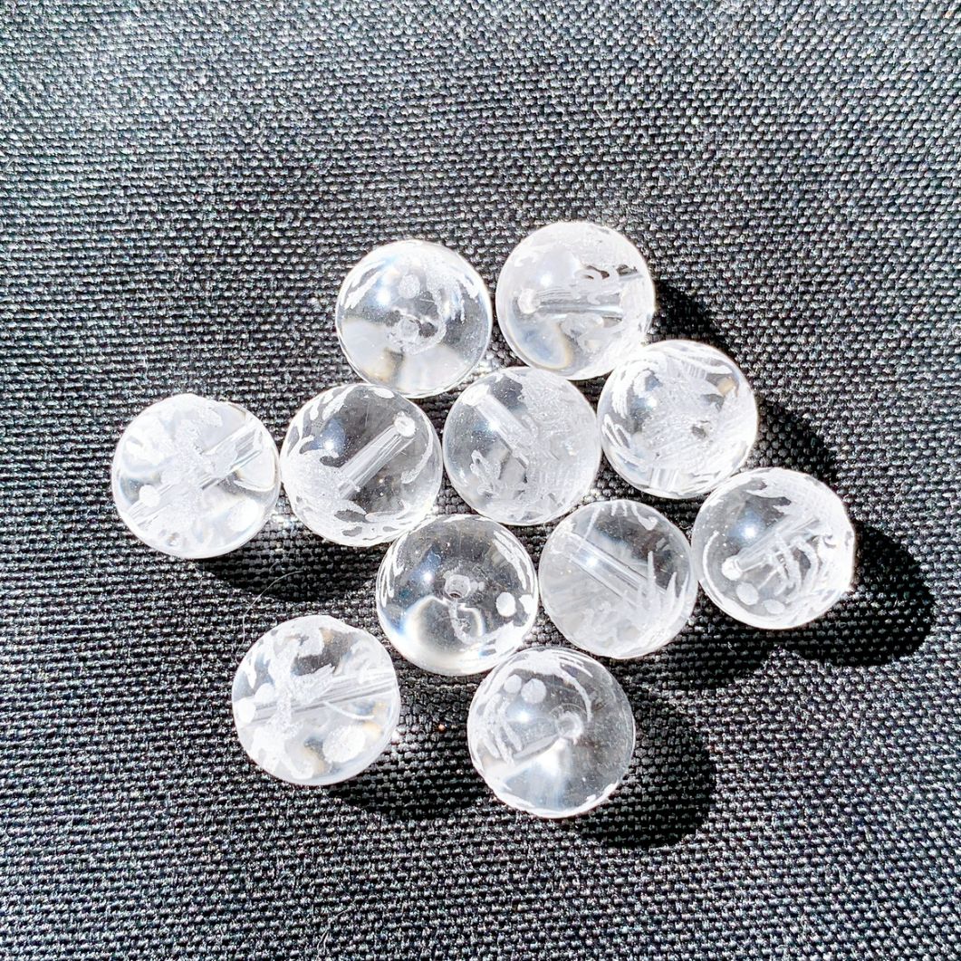 [349B]水晶 白龍彫刻(12mm)
