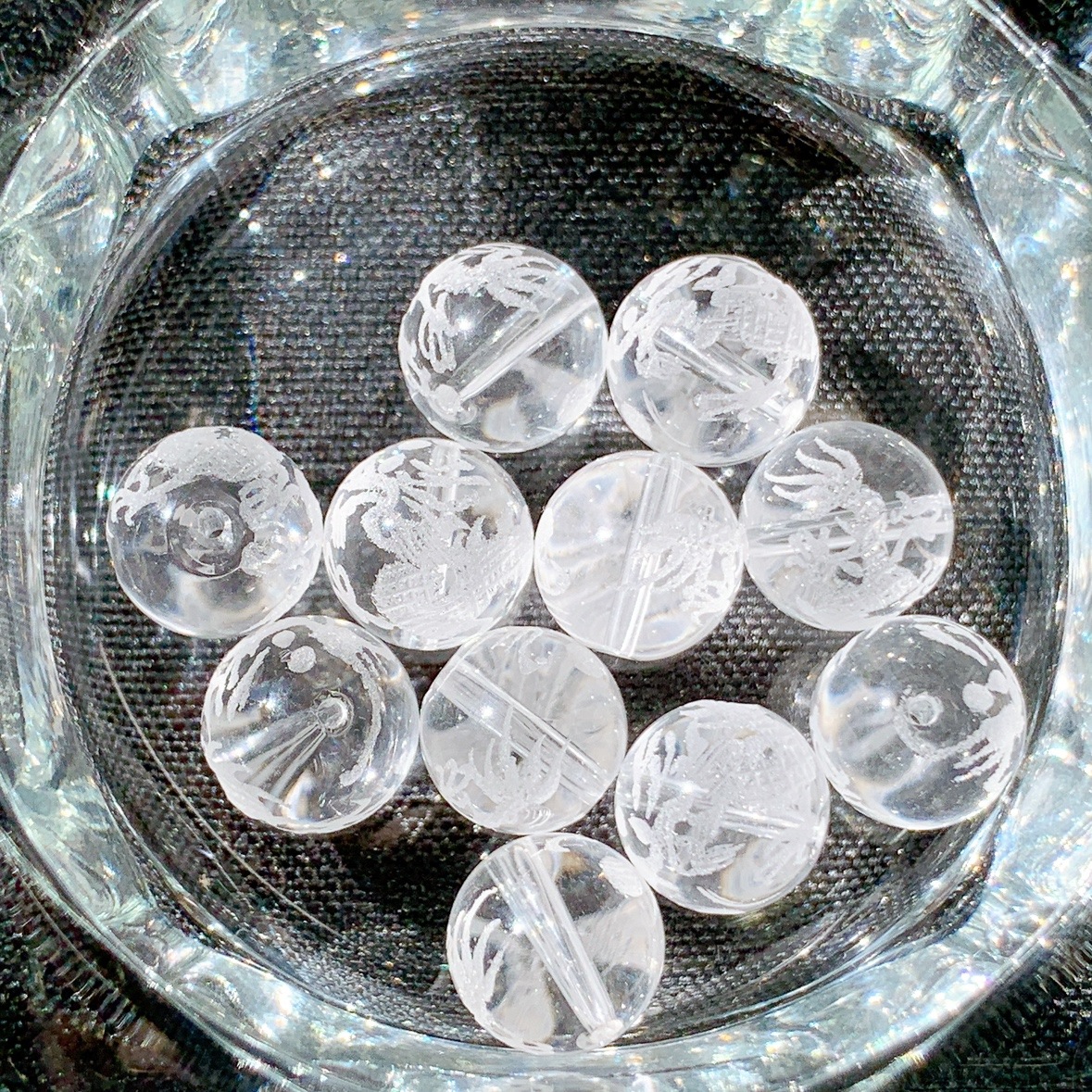 [349B]水晶 白龍彫刻(12mm)