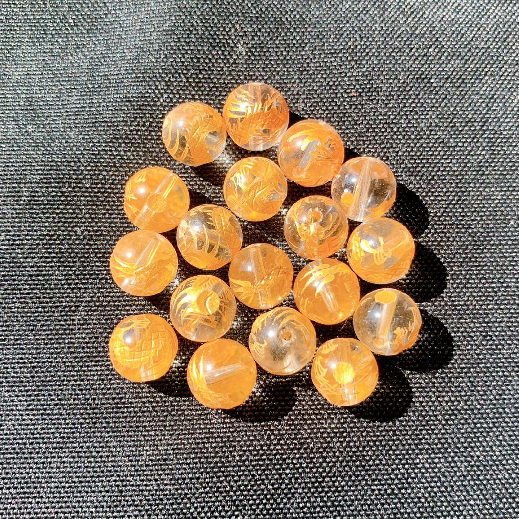 [350B]水晶 白龍 金色彫刻(10mm)