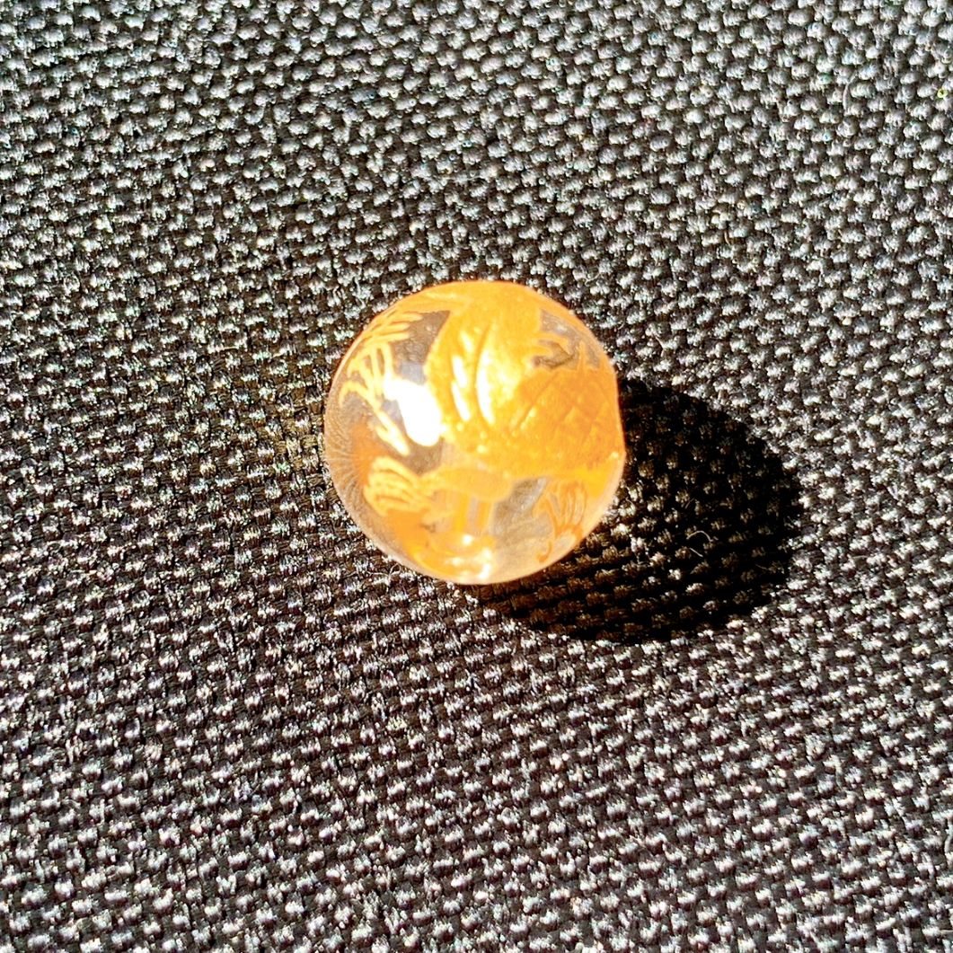 [350B]水晶 白龍 金色彫刻(10mm)