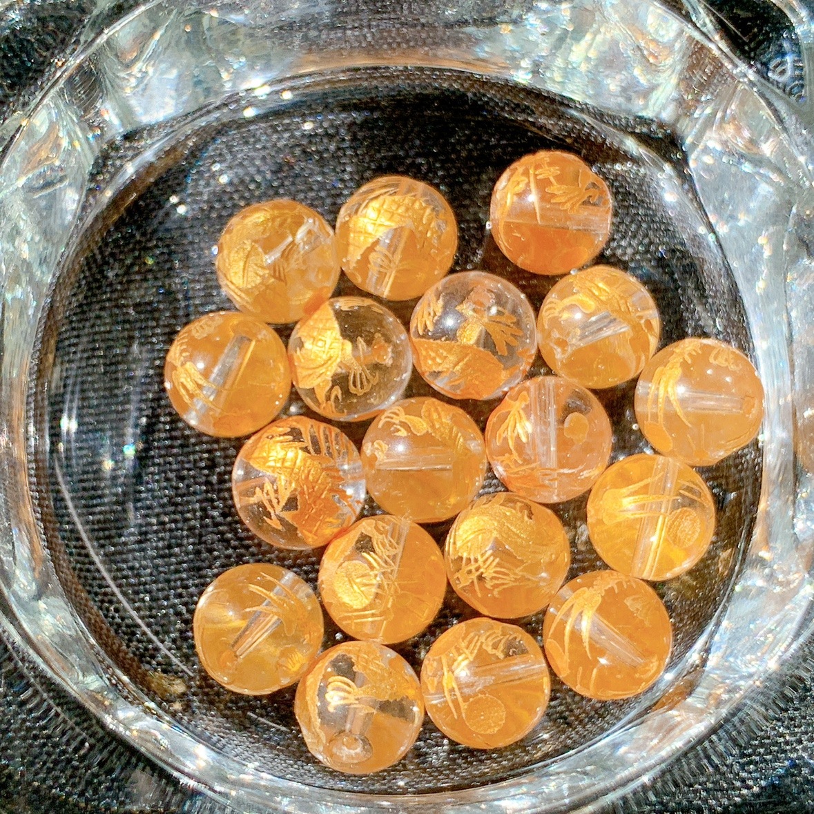 [350B]水晶 白龍 金色彫刻(10mm)