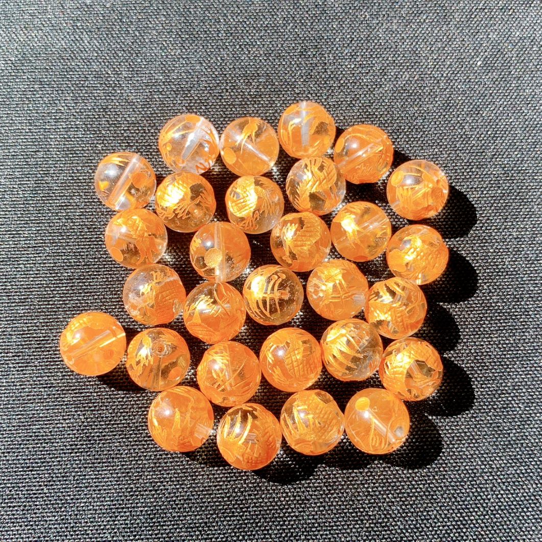 [351B]水晶 白龍 金色彫刻(12mm)