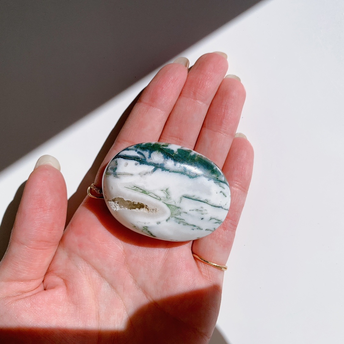 ツリーアゲート にぎり石 ツリーアゲート 738グラム 鑑賞石 原石 宝石