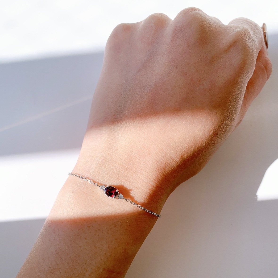 シルバーブレスレット  ロードライトガーネット