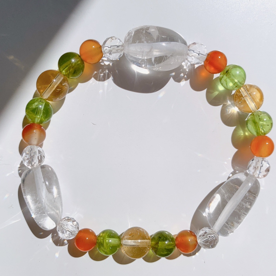 58Y]ペリドット,シトリン,カーネリアン,水晶 ブレスレット | Maria