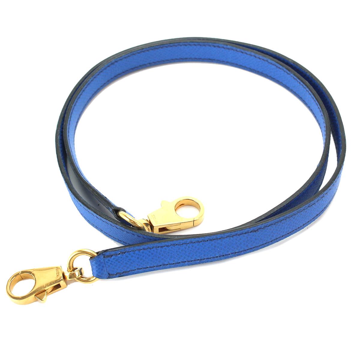HERMES ケリー用 ショルダー ストラップ クシュベル ブルー ゴールド 金具 エルメス 90073914