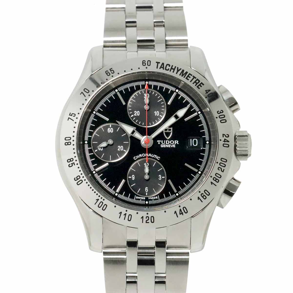TUDOR クロノチック 79380P クロノグラフ メンズ 腕時計 デイト ブラック 文字盤 オートマ 自動巻き ウォッチ Chronautic チューダー チュードル 90240043