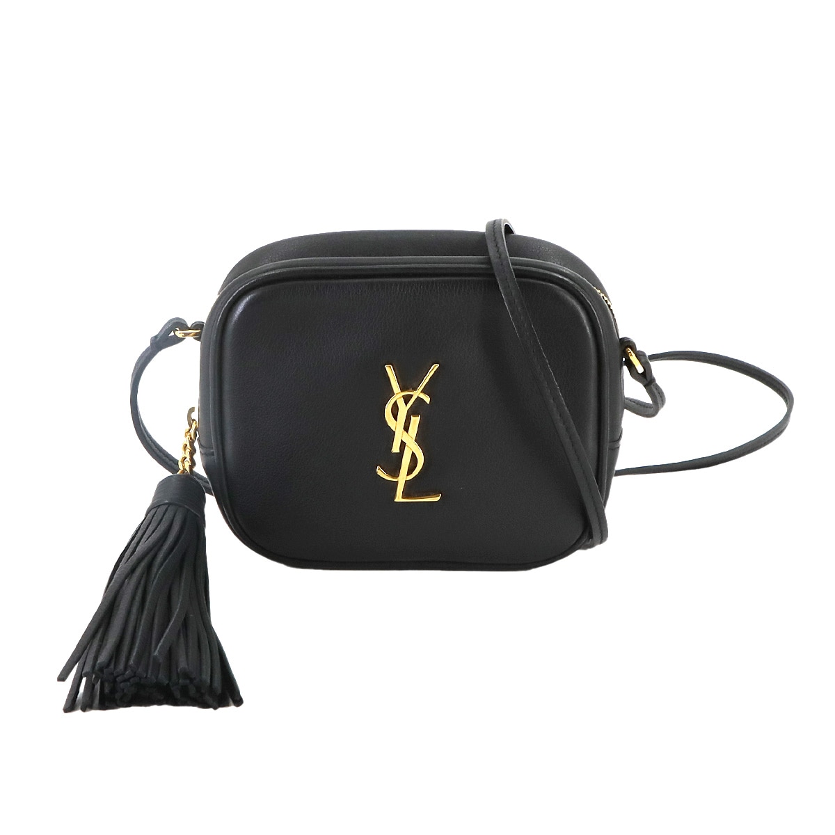 SAINT LAURENT PARIS フリンジ ブロガー ショルダー バッグ レザー ブラック 425312 Blogger Shoulder Bag サンローラン パリ 90243333