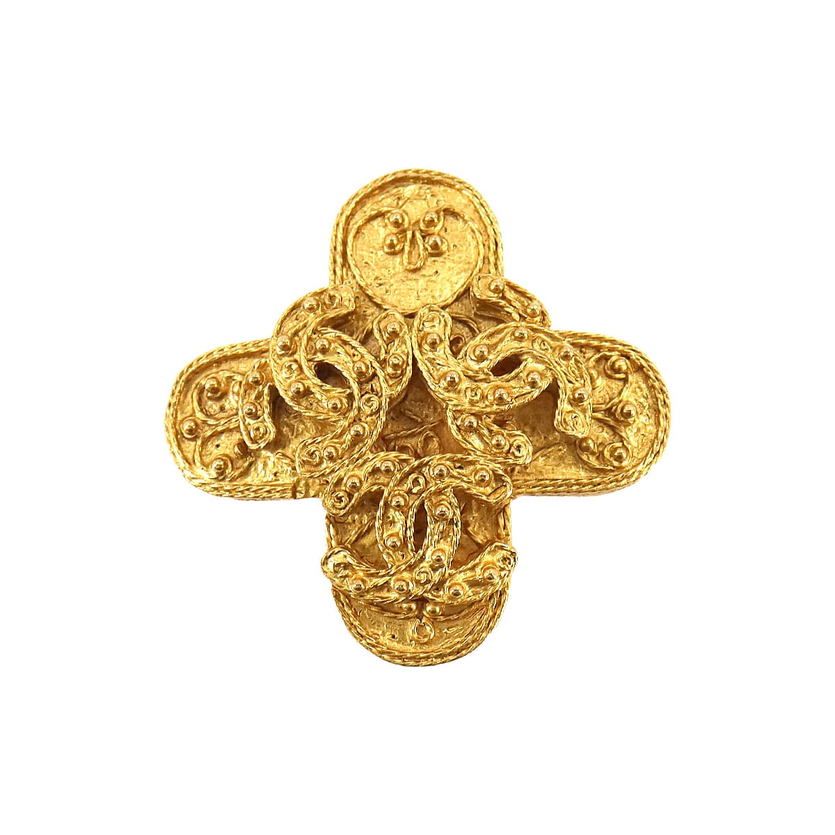 CHANEL トリプルココ ブローチ ゴールド アクセサリー 94A ヴィンテージ Triple Coco Logos Brooch シャネル 90244553