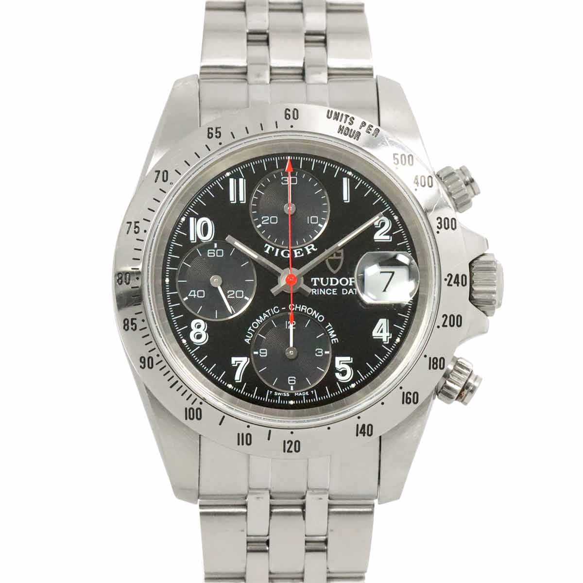 TUDOR クロノタイム タイガー プリンスデイト 79280 クロノグラフ メンズ 腕時計 ブラック オートマ 自動巻き ウォッチ Chrono Time チューダー チュードル 90254222