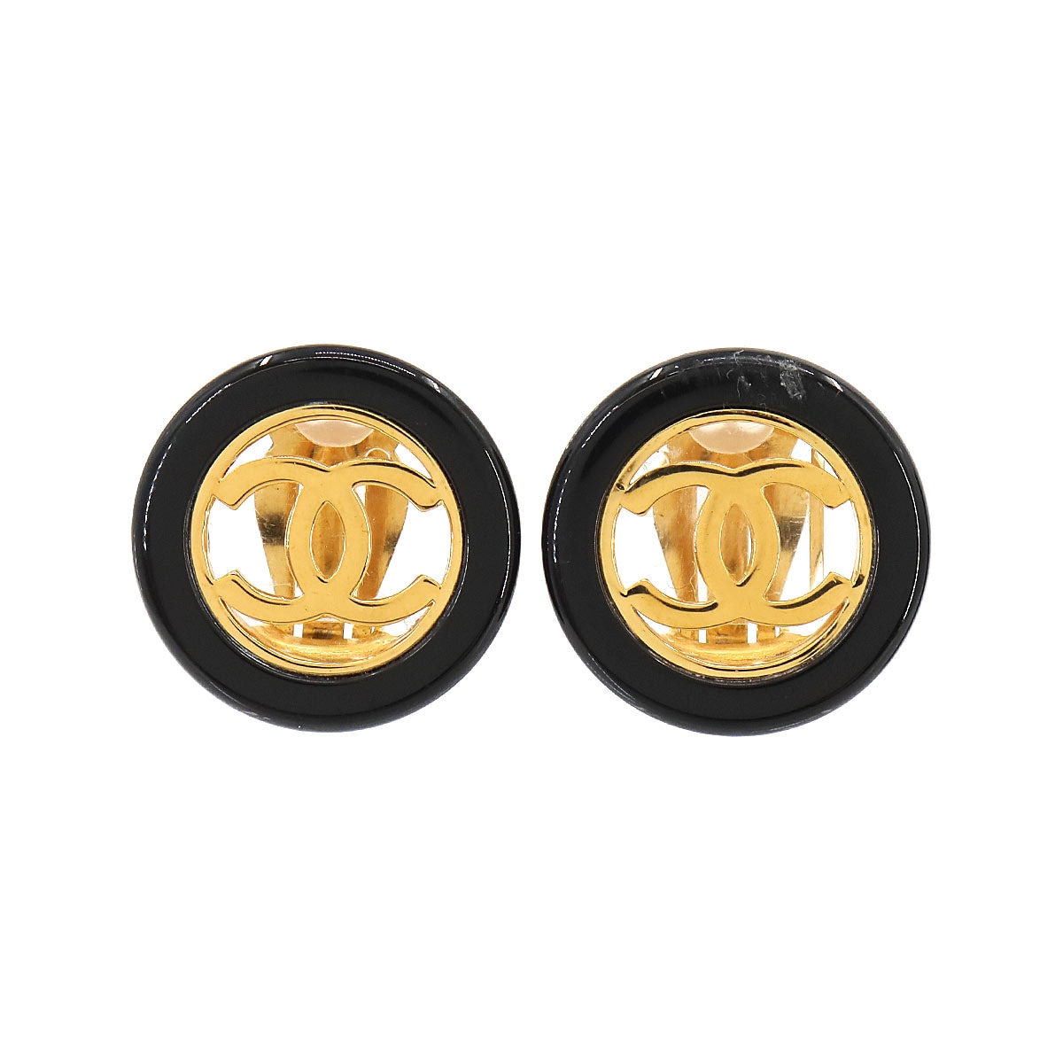 CHANEL ラウンド型 ココマーク イヤリング ゴールド ブラック 97A ヴィンテージ アクセサリー Vintage Earring シャネル 90255662