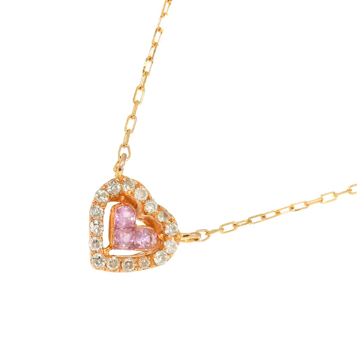 サファイヤ ダイヤ 0.08ct K18 PG ネックレス 40.5cm ピンクゴールド 750 Sapphire Necklace 90255779