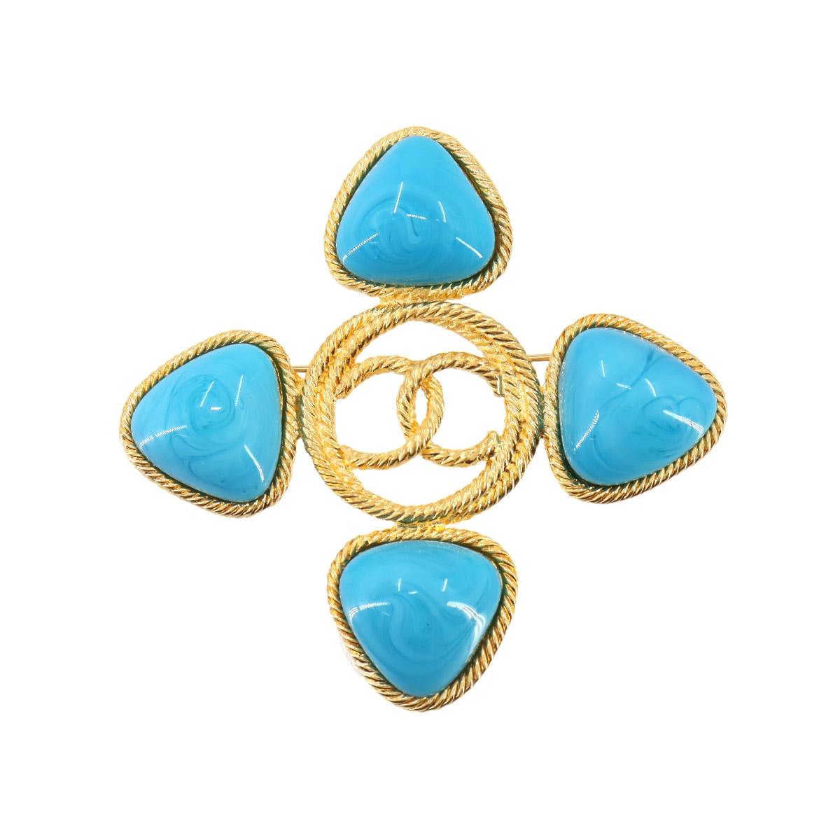 CHANEL ココマーク ラインストーン ブローチ ゴールド ブルー 28 アクセサリー ヴィンテージ Vintage Brooch シャネル 90257379