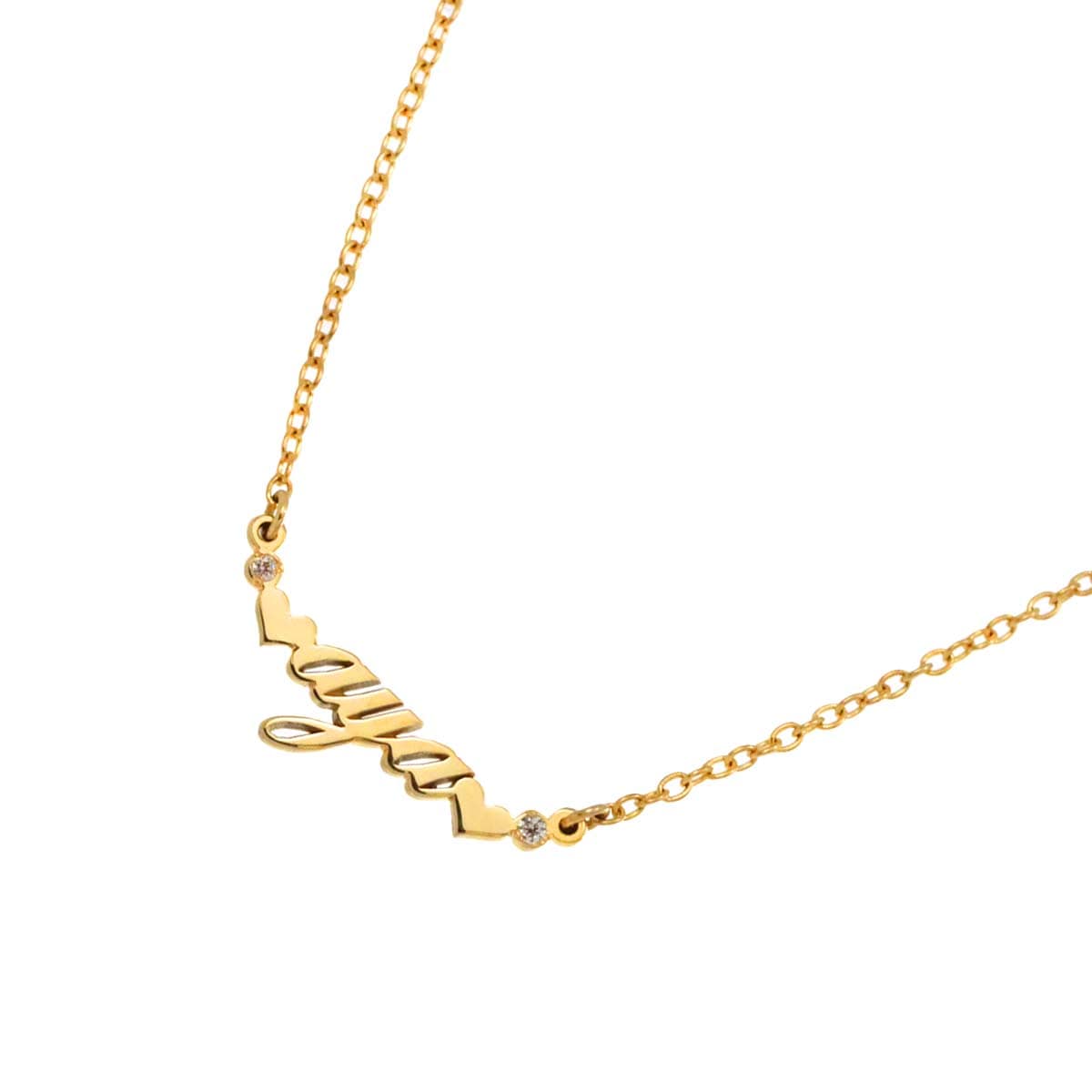 AHKAH プチエクリチュール ダイヤ 0.01ct ネックレス 40cm K18 YG イエローゴールド 750 イニシャル aya Diamond Necklace アーカー 90258564
