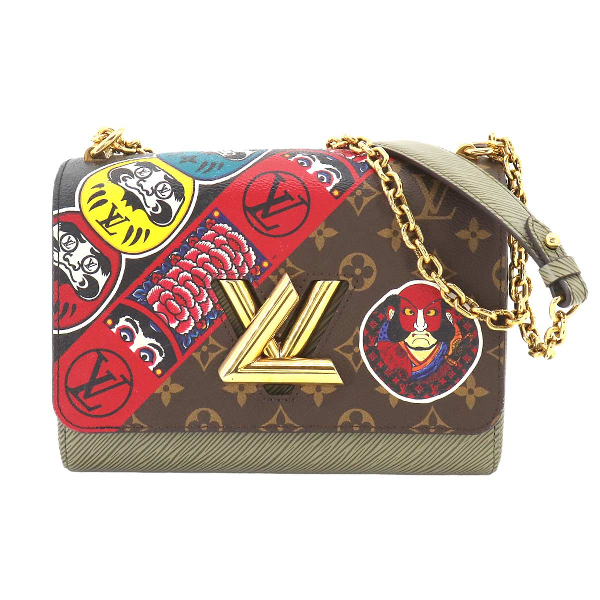LOUIS VUITTON エピ モノグラム ツイスト MM チェーン ショルダー バッグ レザー カーキ マルチカラー 歌舞伎 山本寛斎 M43497 RFID Epi Monogram Twist MM ルイ ヴィトン 90259411