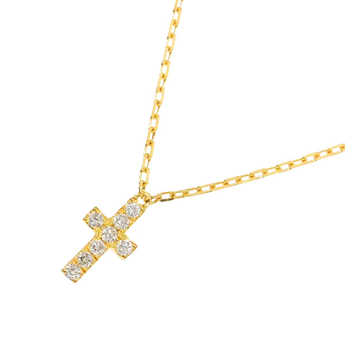 AHKAH ダイヤ 0.05ct クロス ネックレス 40cm K18 YG イエローゴールド 750 Diamond Necklace アーカー 90262732
