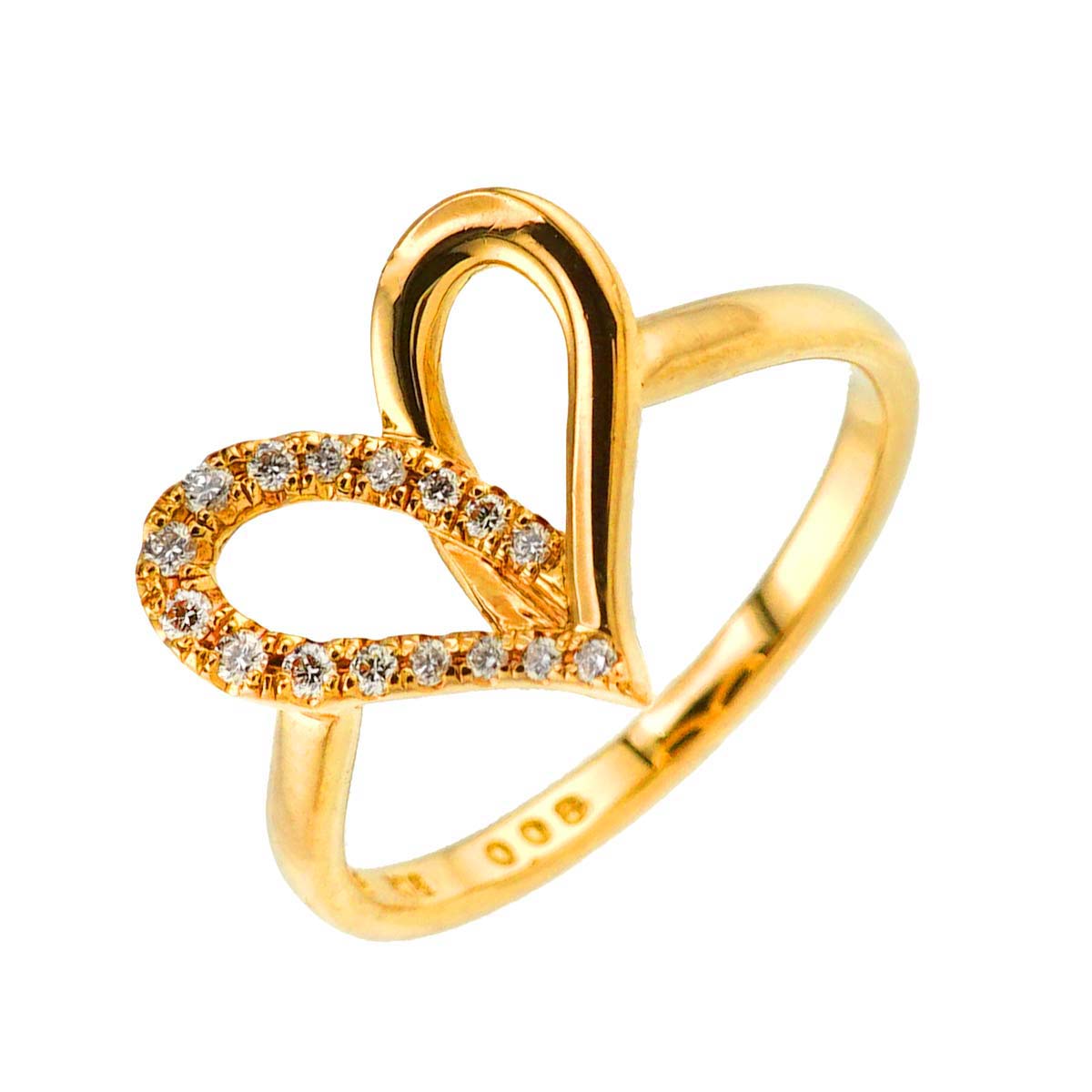 AHKAH 10号 リング ダイヤ 0.08ct K18 YG イエローゴールド 750 指輪 ハート Diamond Ring アーカー 90263967