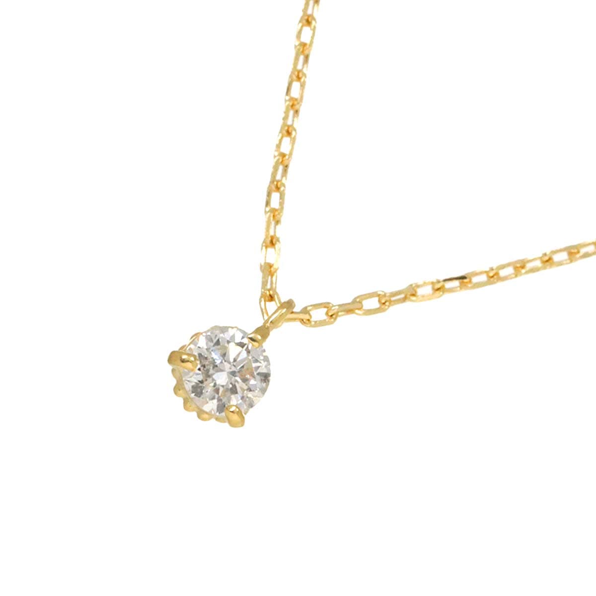 agete ダイヤ 0.05ct ネックレス 40cm K18 YG イエローゴールド 750 Diamond Necklace【証明書付き】 アガット 90265513