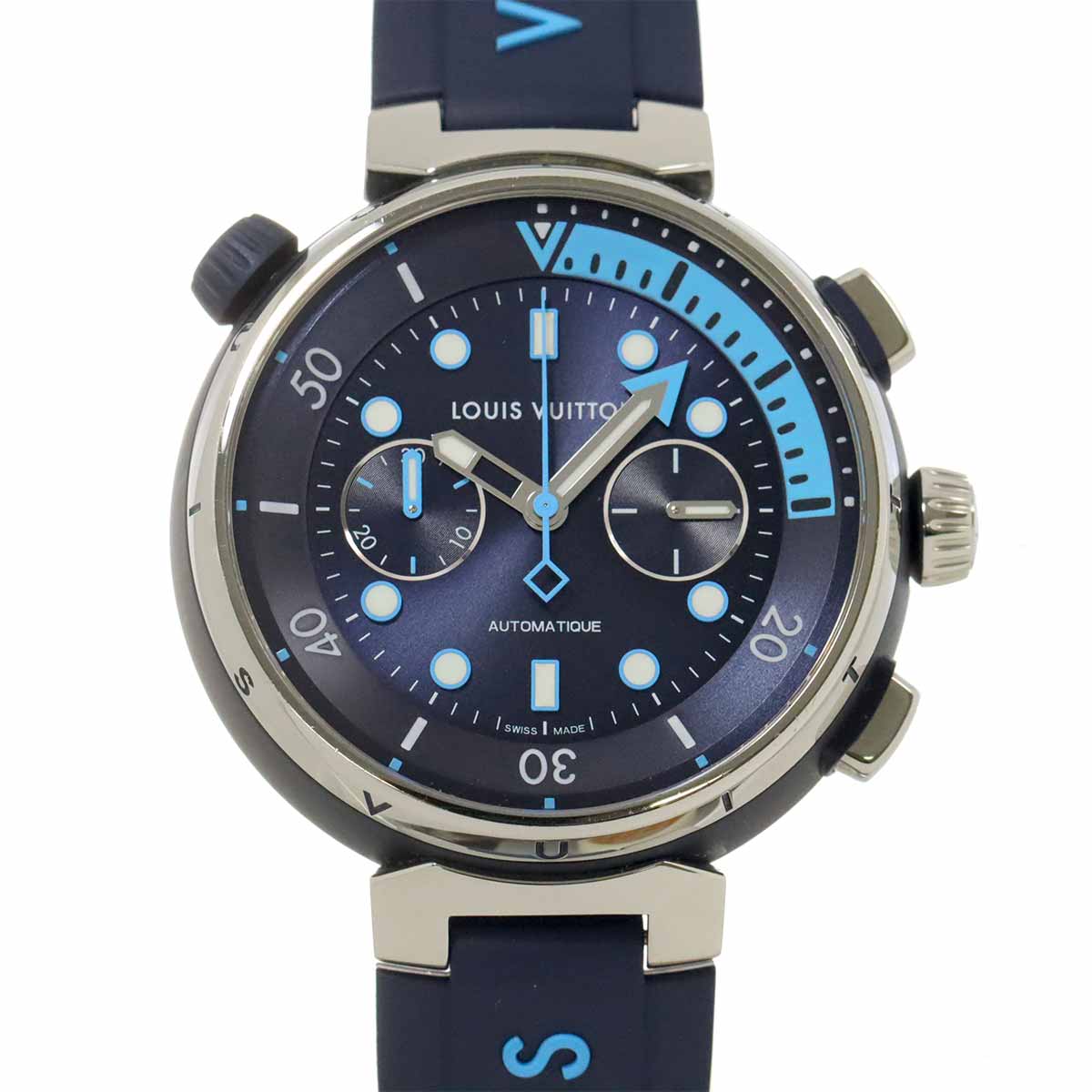 LOUIS VUITTON タンブール オトマティック ストリート ダイバー クロノグラフ QA168 メンズ 腕時計 ネイビー オートマ 自動巻き ウォッチ Tambour ルイ ヴィトン 90270495