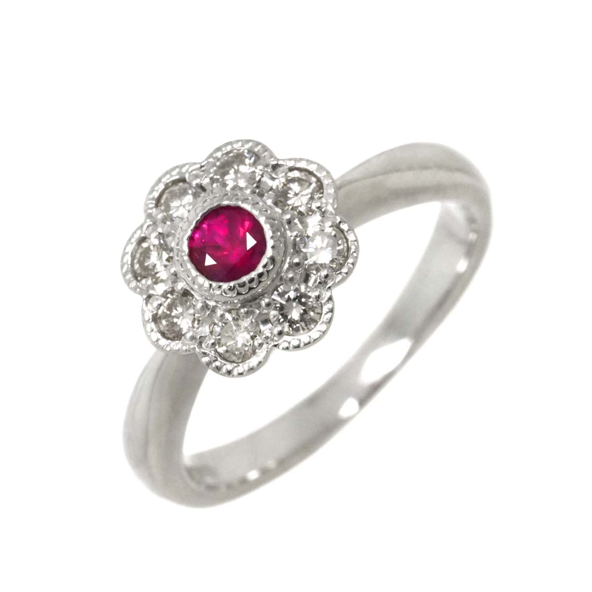 リング 10号 ルビー 0.21ct ダイヤ 0.32ct Pt プラチナ 指輪 Ruby Ring 90267705