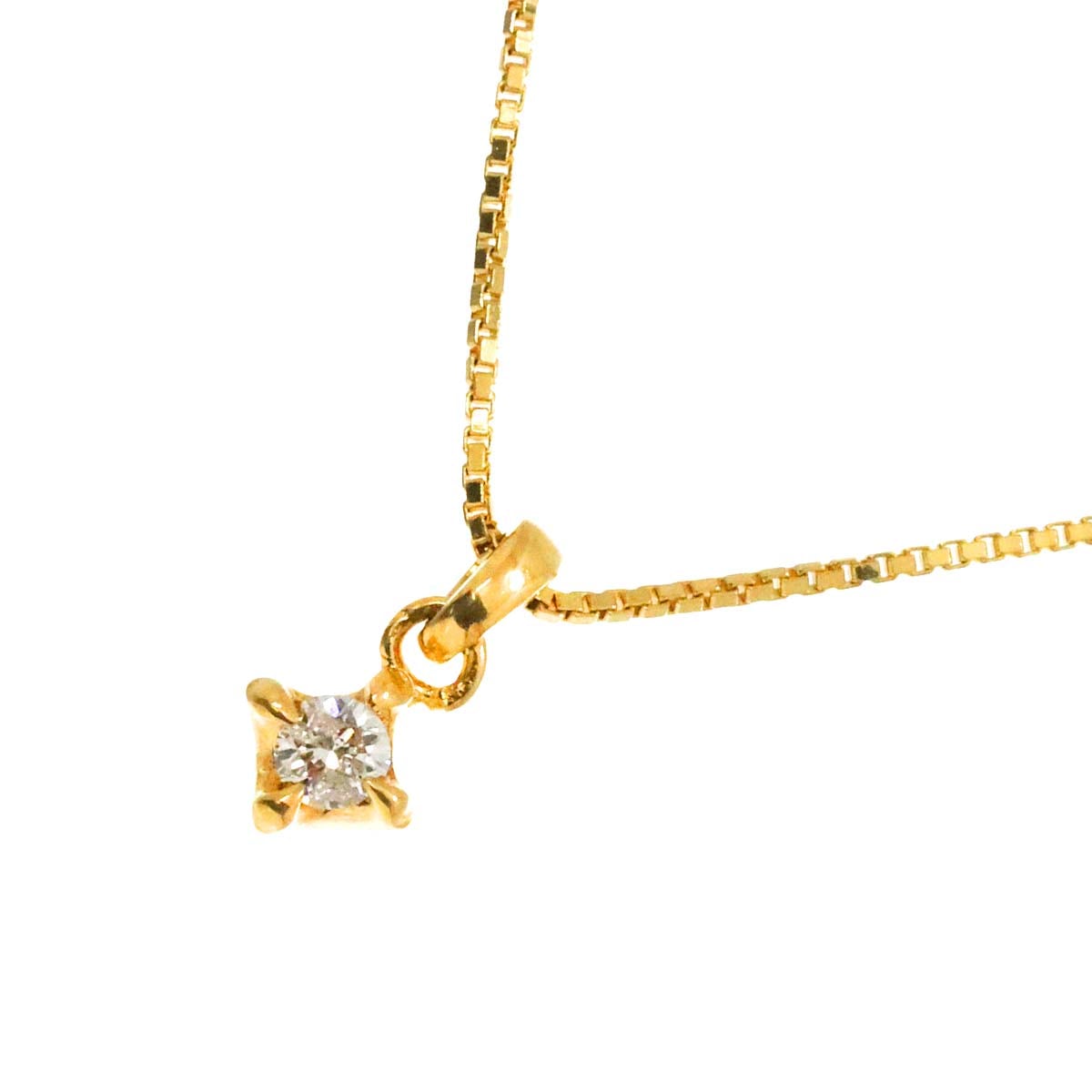 agete ダイヤ 0.05ct ネックレス 40cm K18 YG イエローゴールド 750 Diamond Necklace アガット 90267972