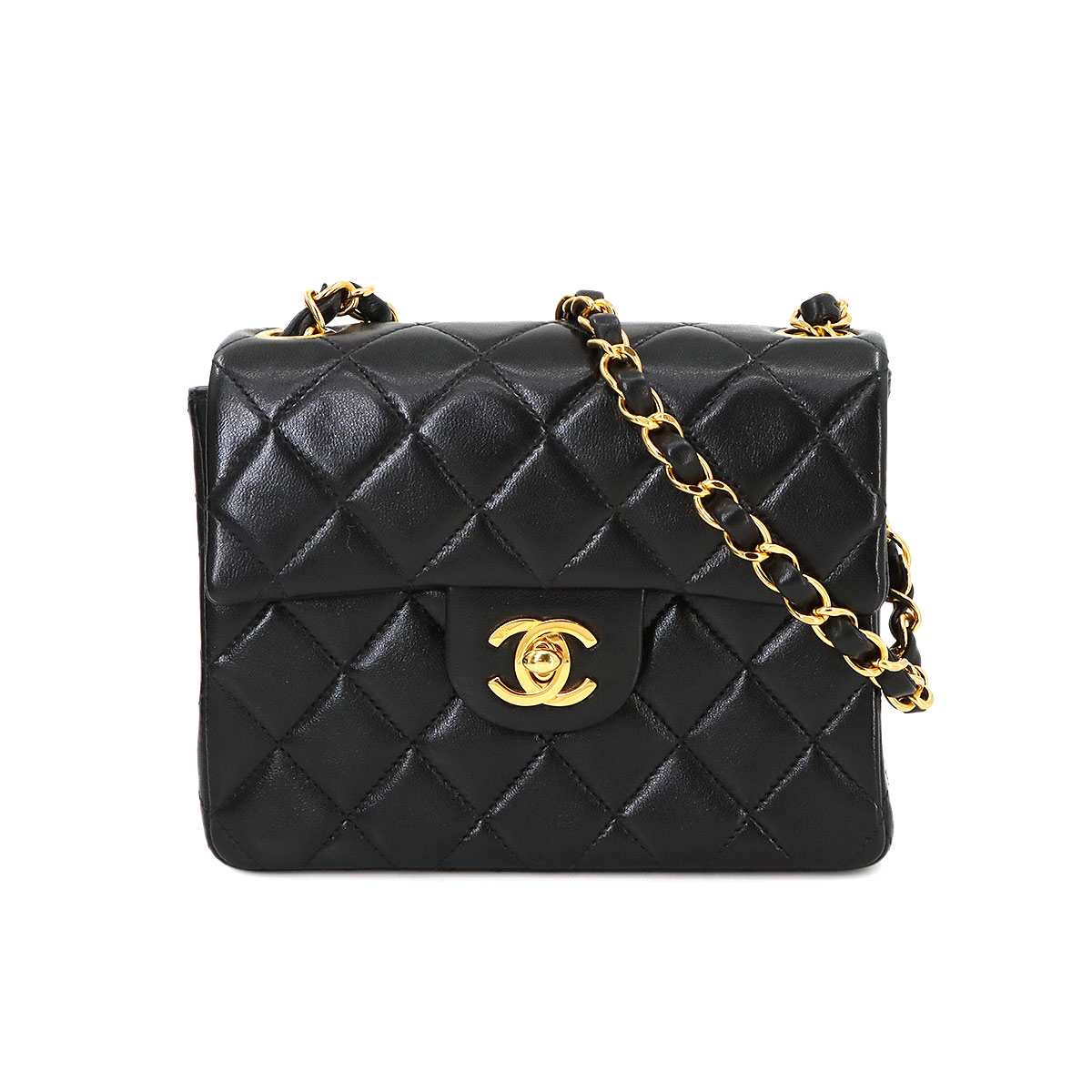 CHANEL ミニ マトラッセ チェーン ショルダー バッグ レザー ブラック A01115 ゴールド 金具 ヴィンテージ Mini Matelasse Bag シャネル 90269761