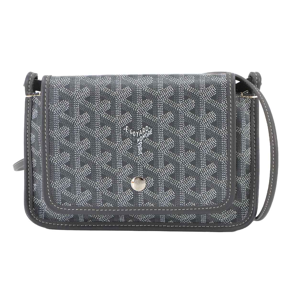 GOYARD プリュメ ポーチ ウォレット ショルダー バッグ PVC レザー グレー Plumet Pocket Wallet ゴヤール 90270996