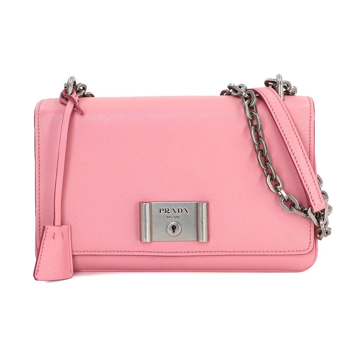 PRADA サフィアーノ ショルダー バッグ レザー ピンク 1BD009 マットシルバー 金具 Shoulder Bag プラダ 90268161