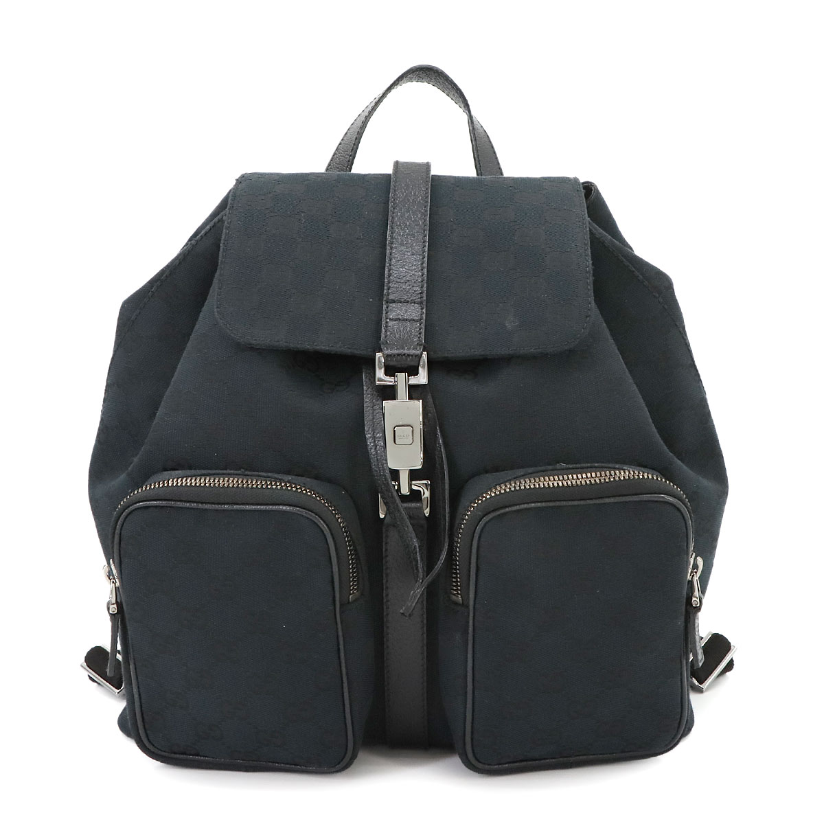 GUCCI ジャッキー バックパック リュックサック GGキャンバス レザー ブラック 114552 シルバー 金具 Jackie Backpack グッチ 90270724